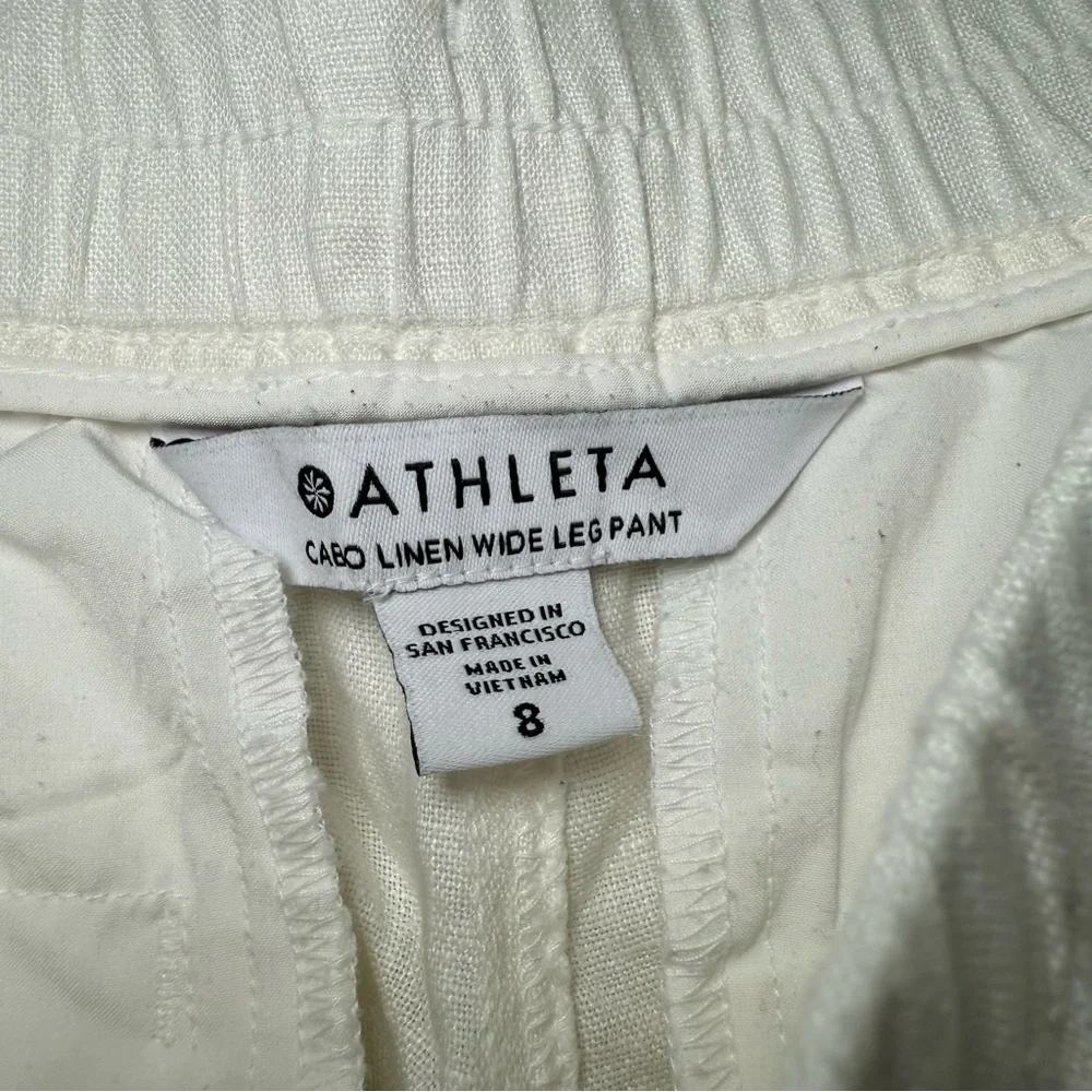 Athleta White Cabo Linen Wide Leg Pants - Picture 2 of 7